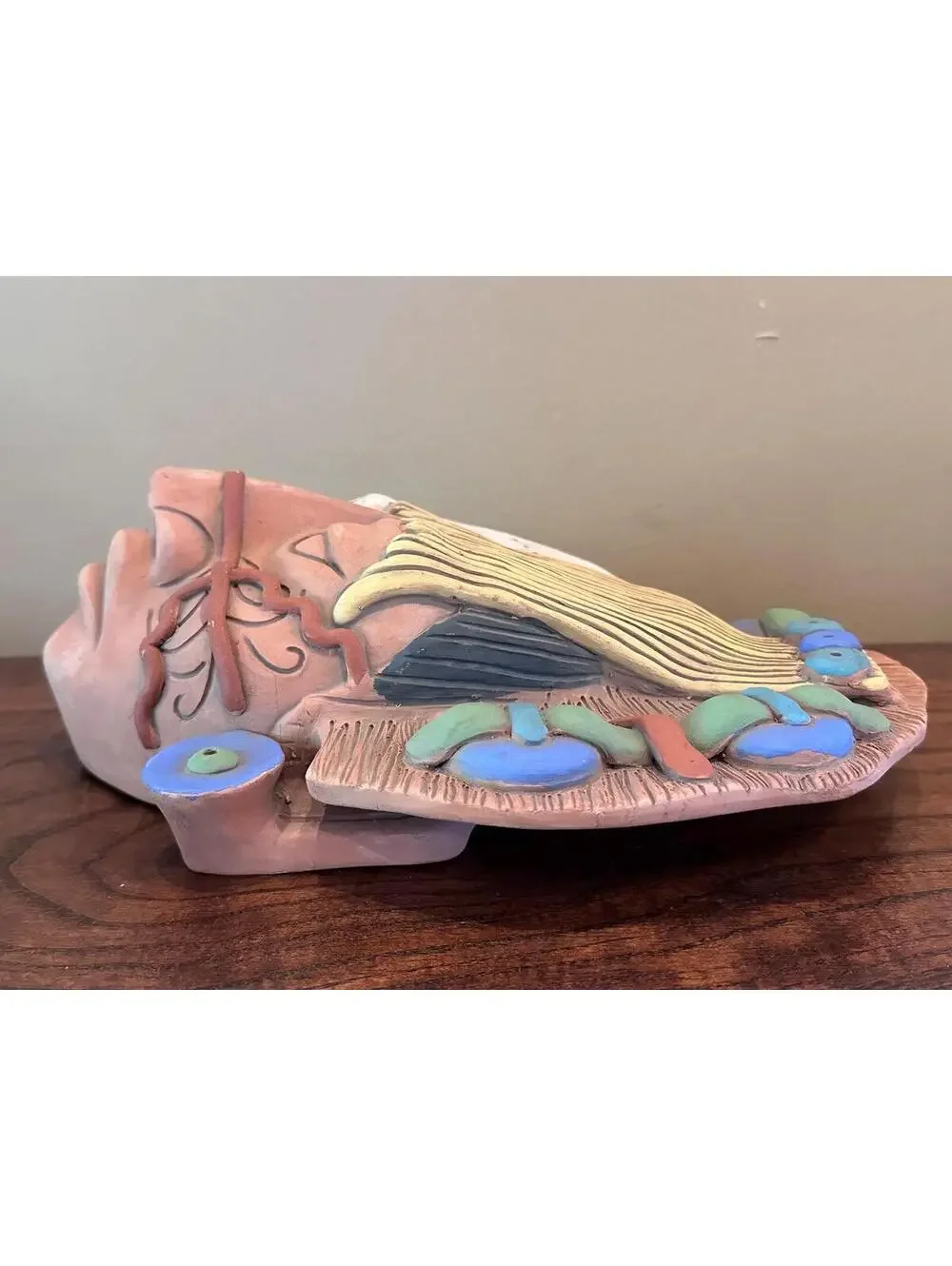 Life and Death Duality Ceramic Aztec-Inspired Mask